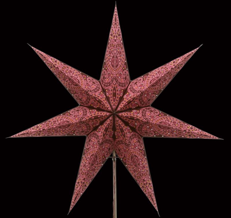 Dunhill Rot/Pink - Faltbarer Leuchtstern, Weihnachtsstern aus Papier mit 7 Zacken, 60 cm